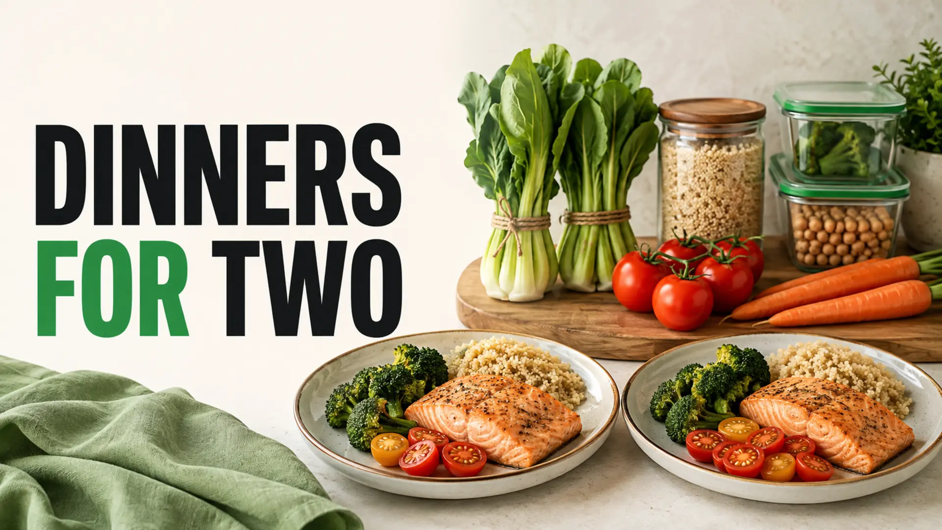 Dinners for two with paired salmon, grains and vegetables for practical grocery planning
