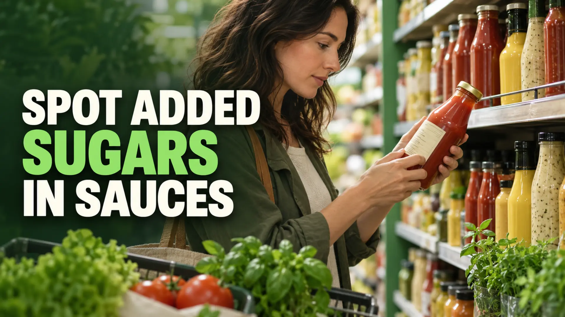 Shopper learning to spot added sugars in sauces by checking an ingredient label