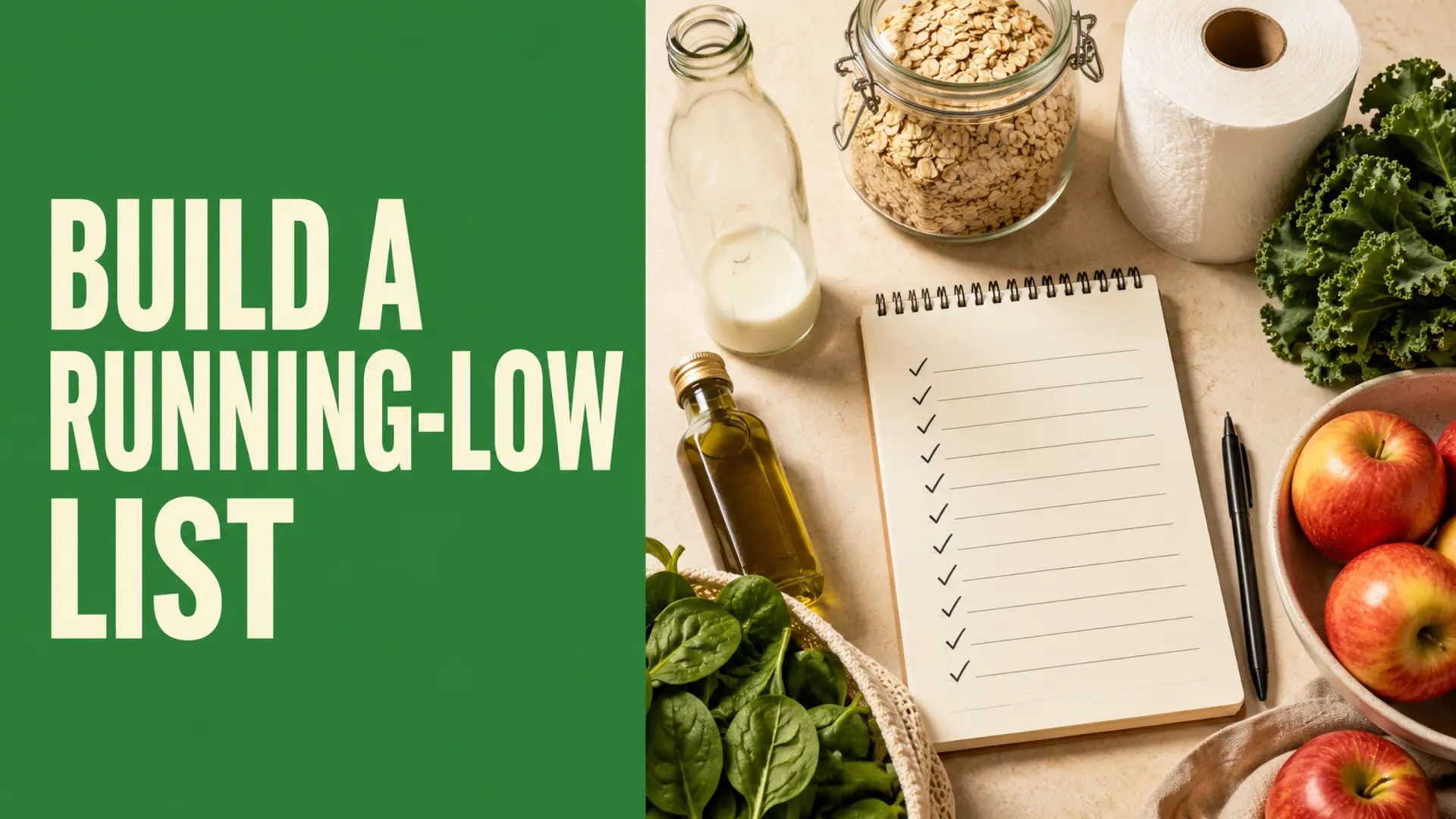Running low checklist for household groceries and everyday essentials