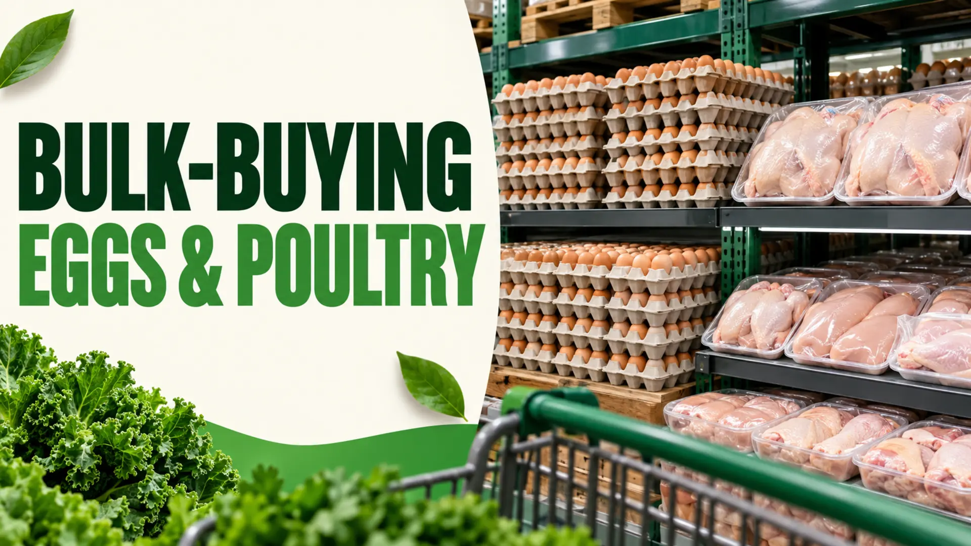 Bulk-buying eggs and poultry in a warehouse grocery section