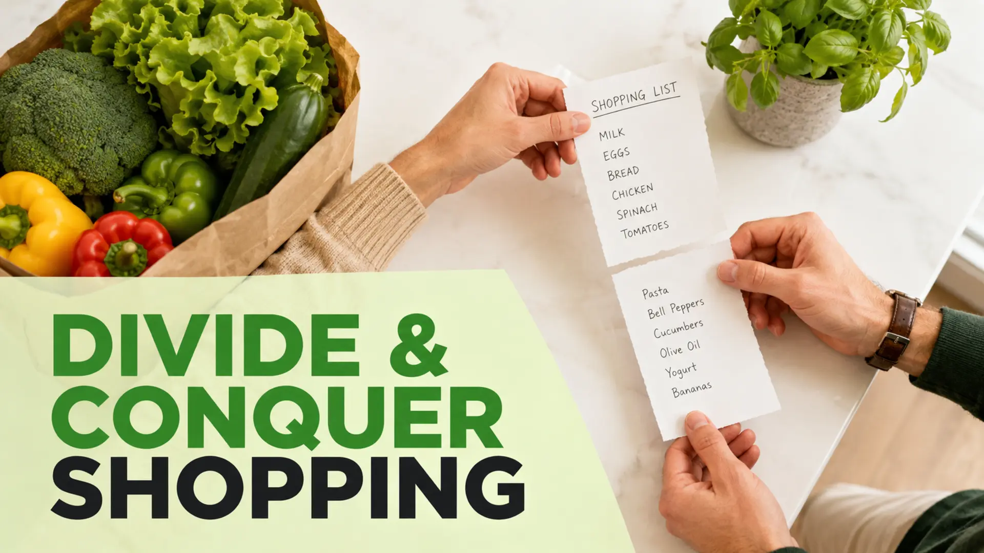 Partners divide household shopping tasks using a shared grocery list