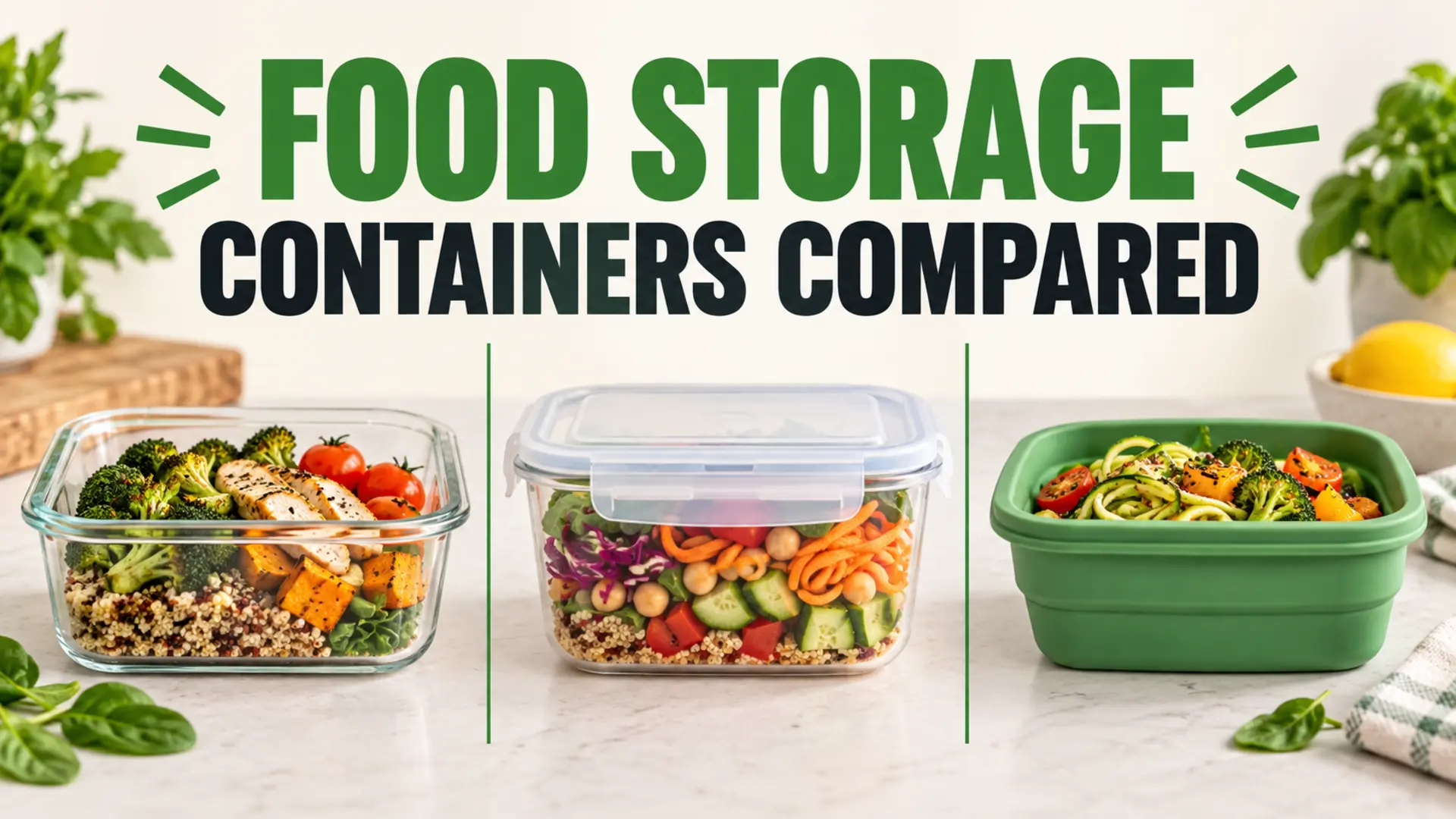 Food storage containers compared in glass, reusable plastic and silicone