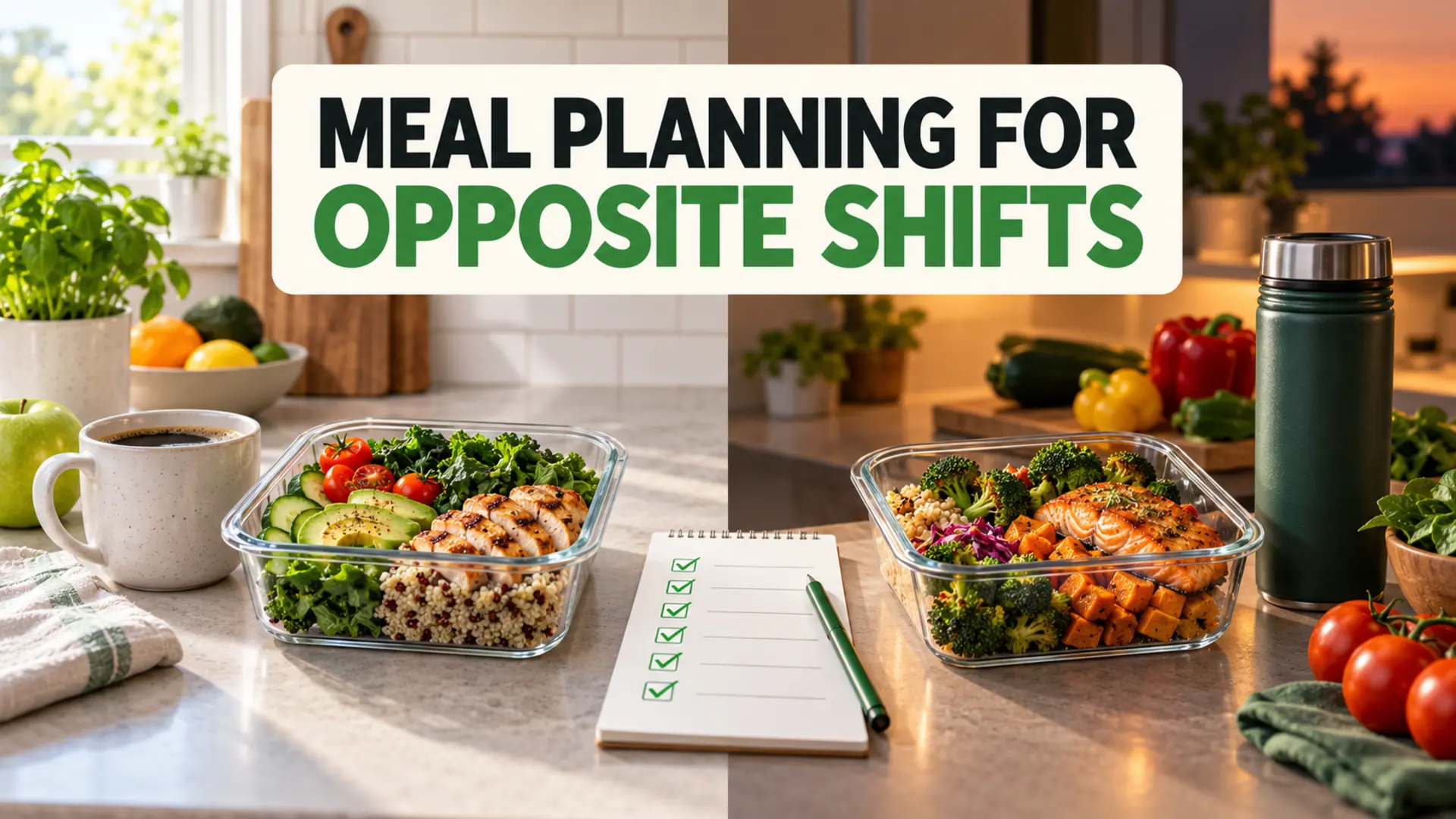 Meal planning for opposite shifts with two prepared meals for different work schedules