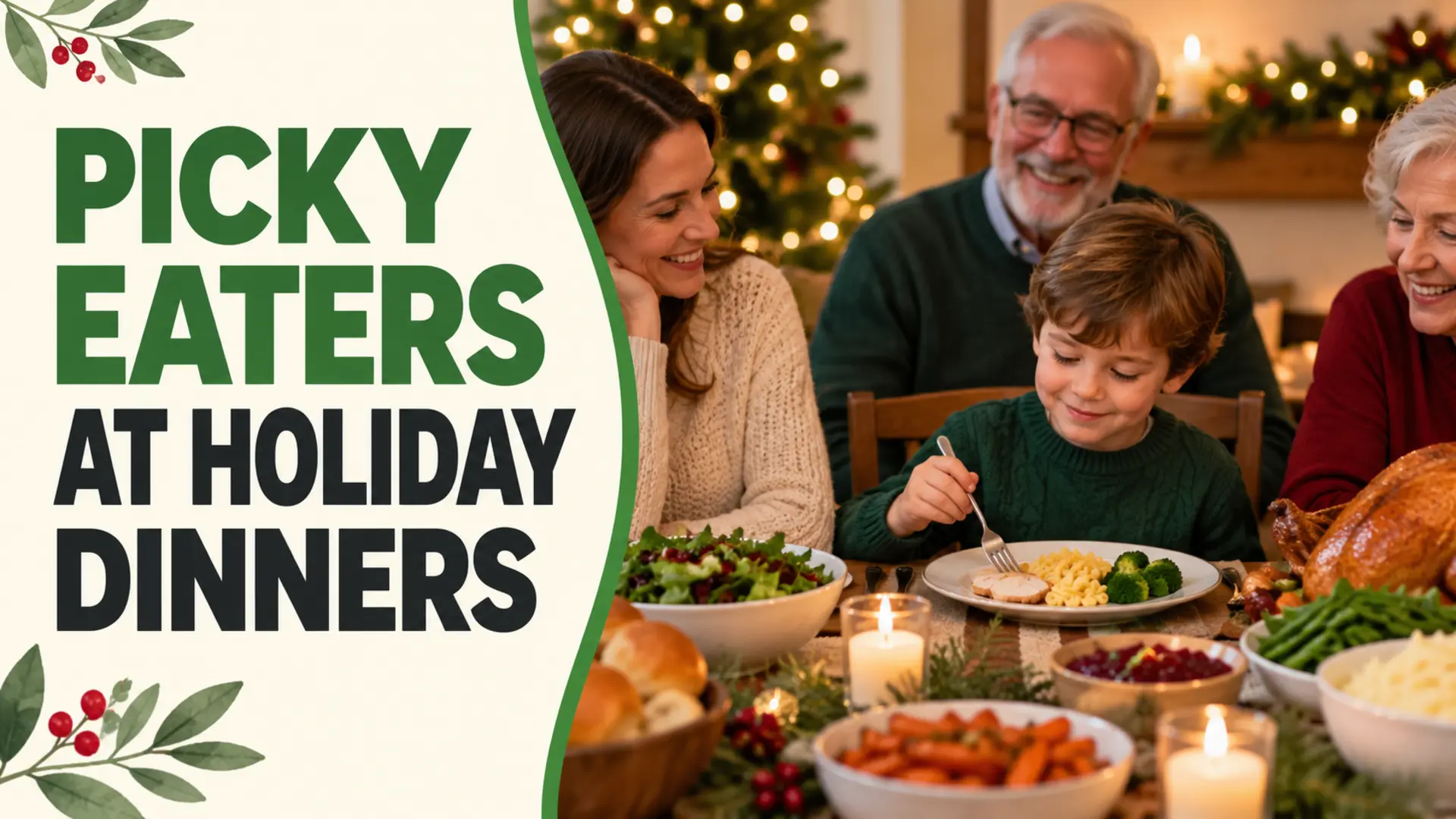Managing picky eaters at holiday dinners with familiar foods and a relaxed family table